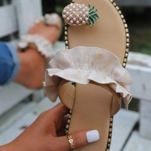 Pineapple Toe Ring Decor Thong Sandals